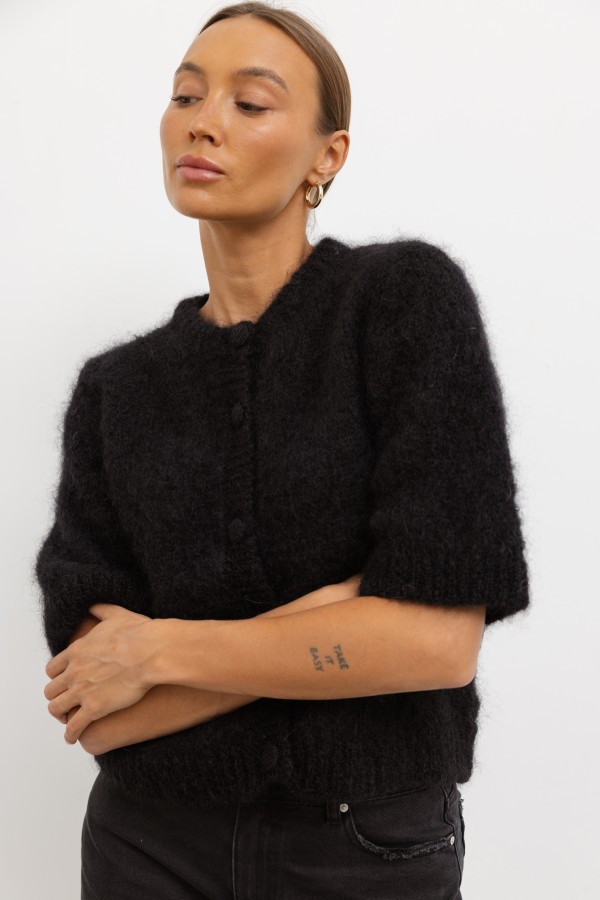 Mike Sweter Moherowy Czarny