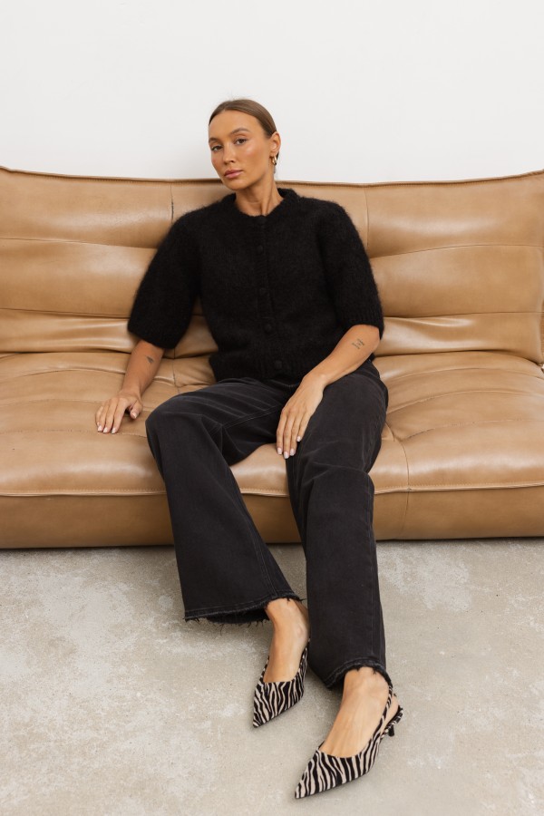 Mike Sweter Moherowy Czarny