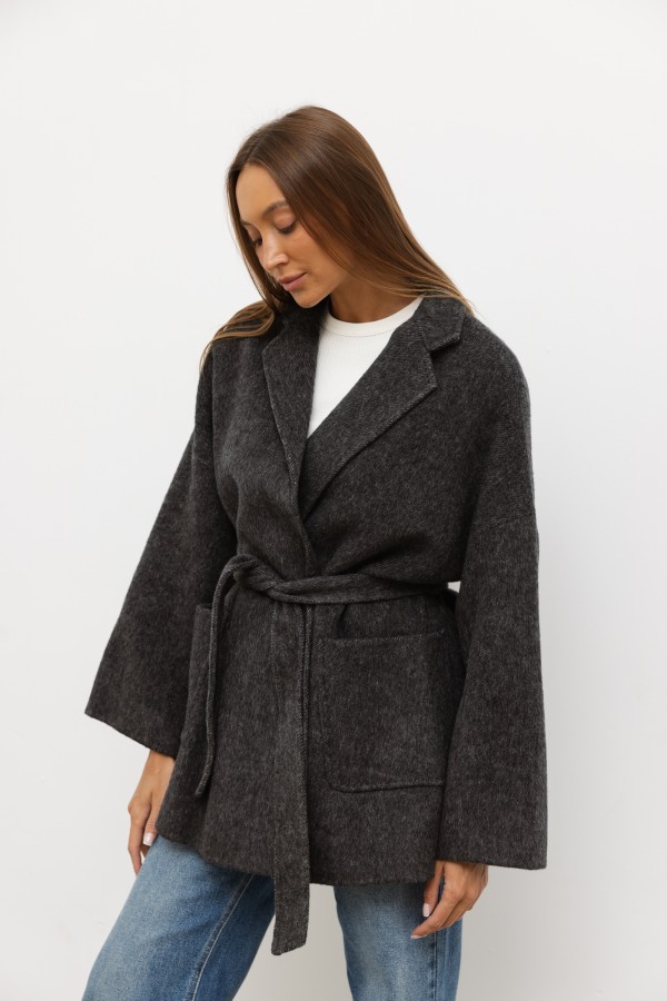 L2507 Płaszcz Wełniany Gray