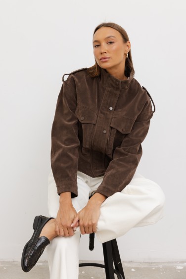 122-31 Faux Suede Jacket Brown