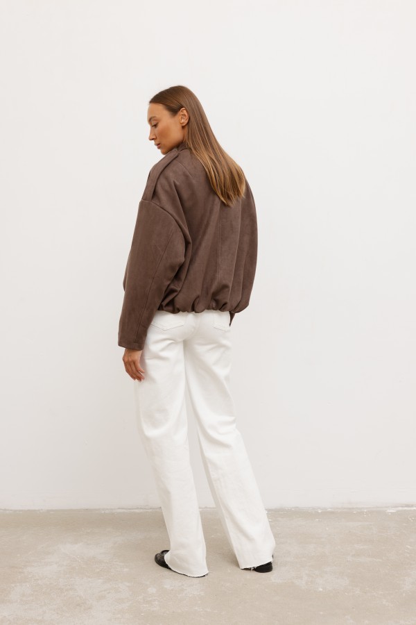 8788 Faux Suede Jacket Brown
