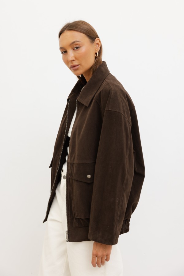 Brown suede jacket Veya | Butik Lorenzo