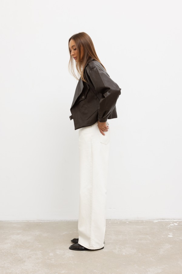 D23005 Brown Eco-Leather Jacket