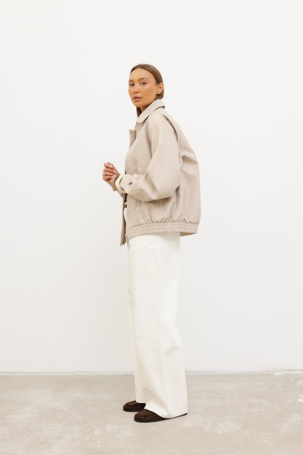 CV2191 Kurtka Z Eko Skóry Beż