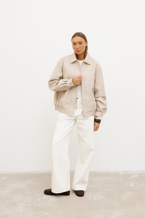 CV2191 Kurtka Z Eko Skóry Beż