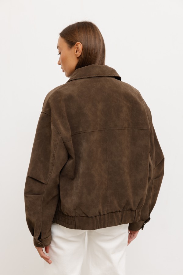 3708 Faux Suede Jacket Brown