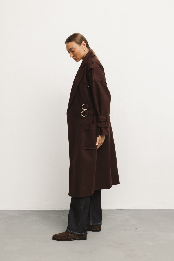 Mark Płaszcz Wełniany Burgund