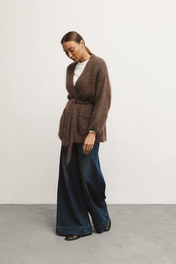 Lake Spodnie Jeansowe Wide Leg Dark Blue
