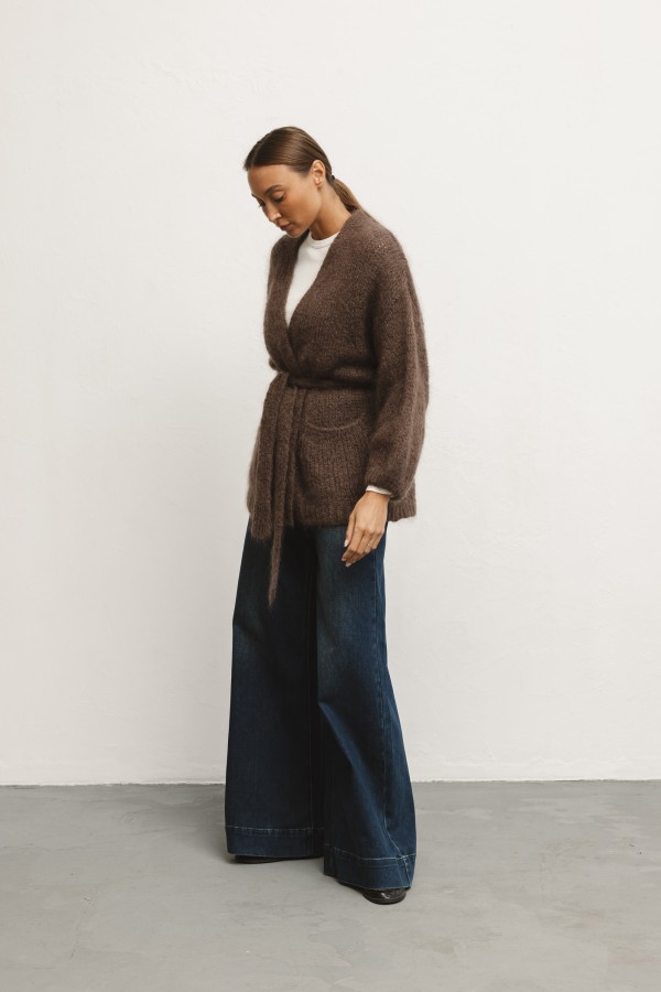 Lake Spodnie Jeansowe Wide Leg Dark Blue