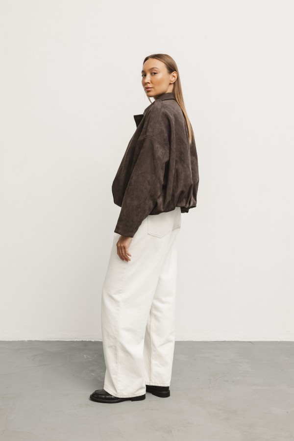25012 Faux Suede Jacket Brown