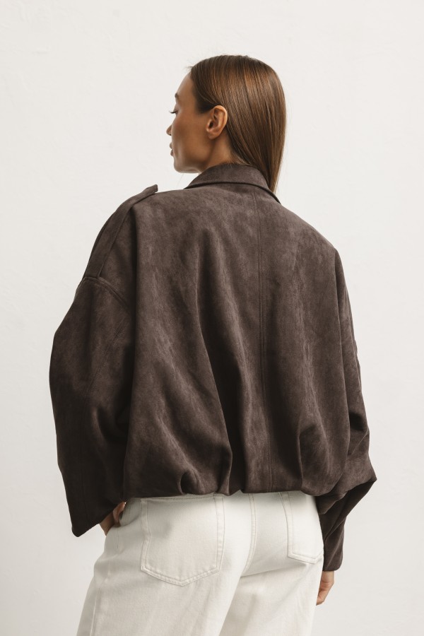 25012 Faux Suede Jacket Brown