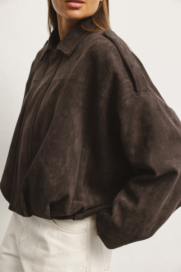 25012 Faux Suede Jacket Brown