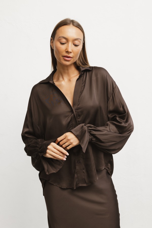 Valeria Satin Skirt Brown