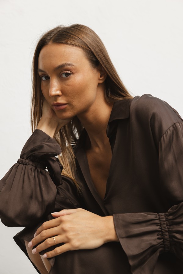 Valeria Satin Skirt Brown