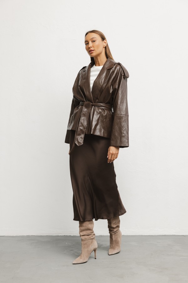 Valeria Satin Skirt Brown