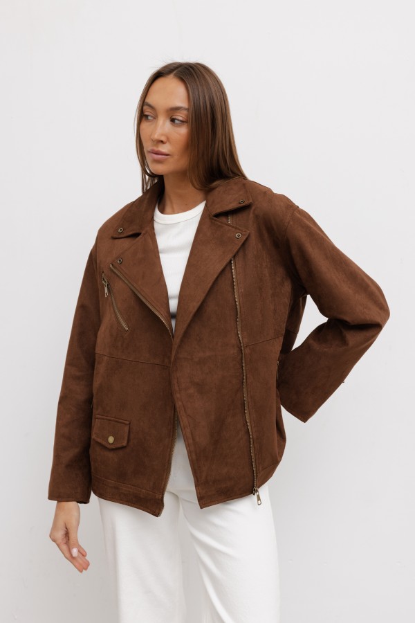 Brown suede jacket 25056 | Butik Lorenzo