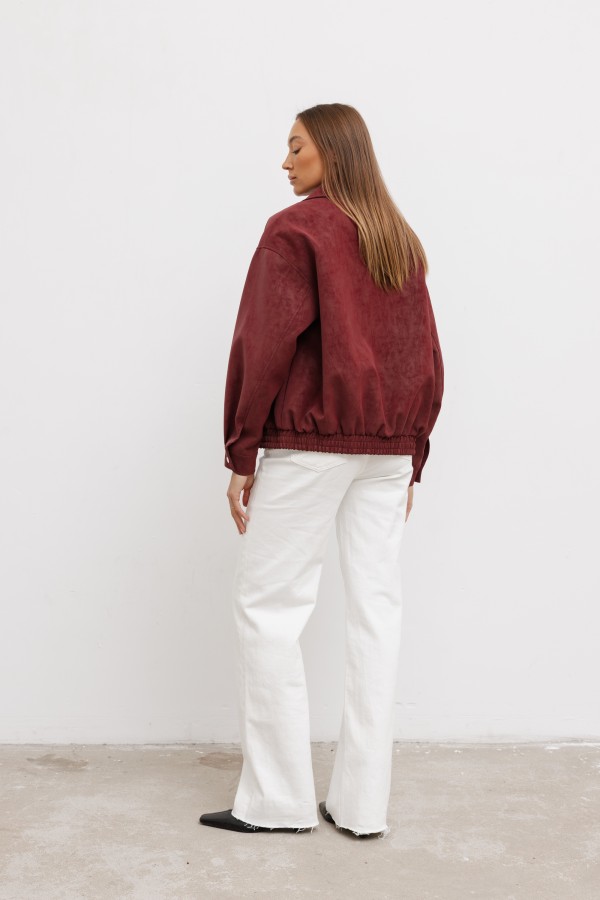 Zoya Faux Suede Jacket Burgundy