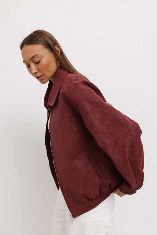 Zoya Faux Suede Jacket Burgundy