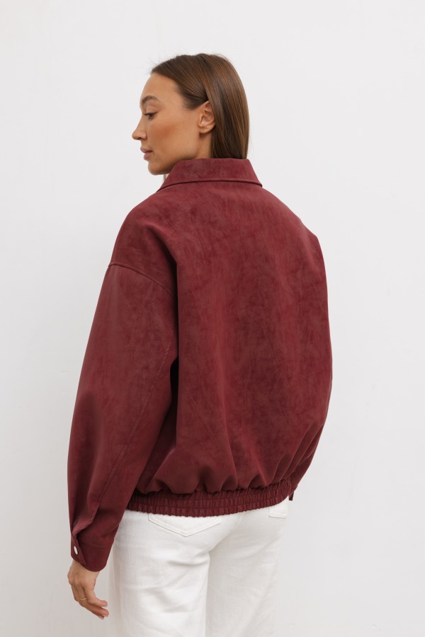 Zoya Faux Suede Jacket Burgundy