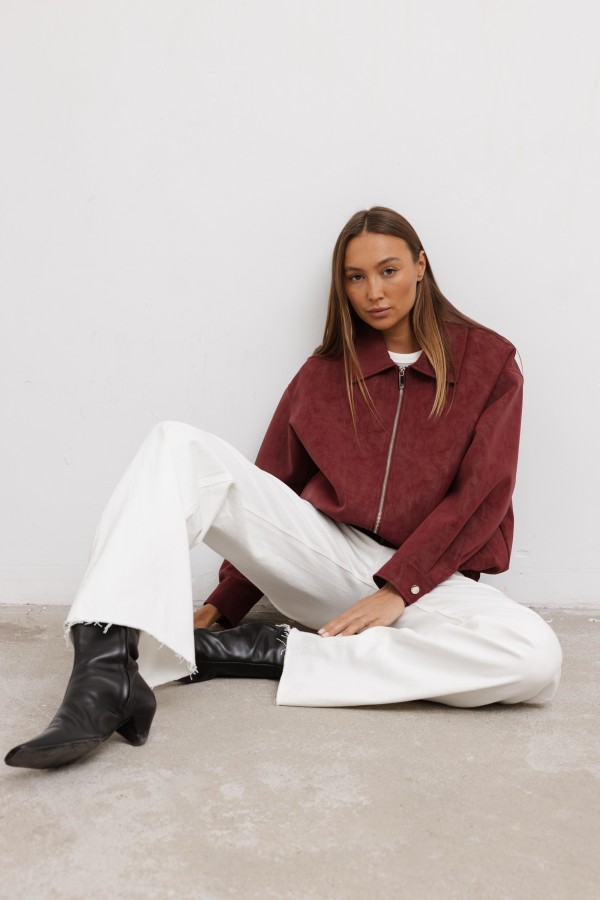 Zoya Faux Suede Jacket Burgundy