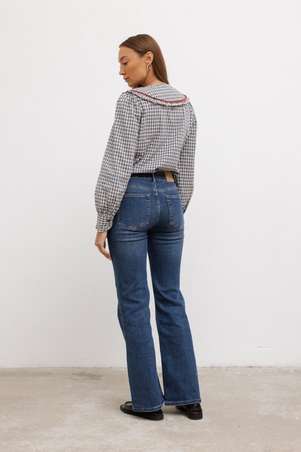 3663 Spodnie Jeansowe Flare Blue