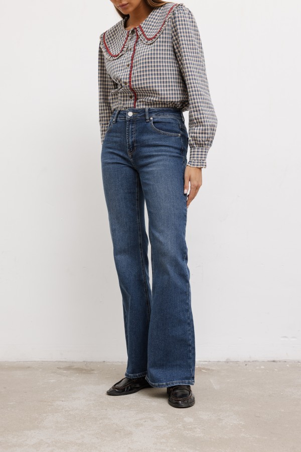 3663 Spodnie Jeansowe Flare Blue