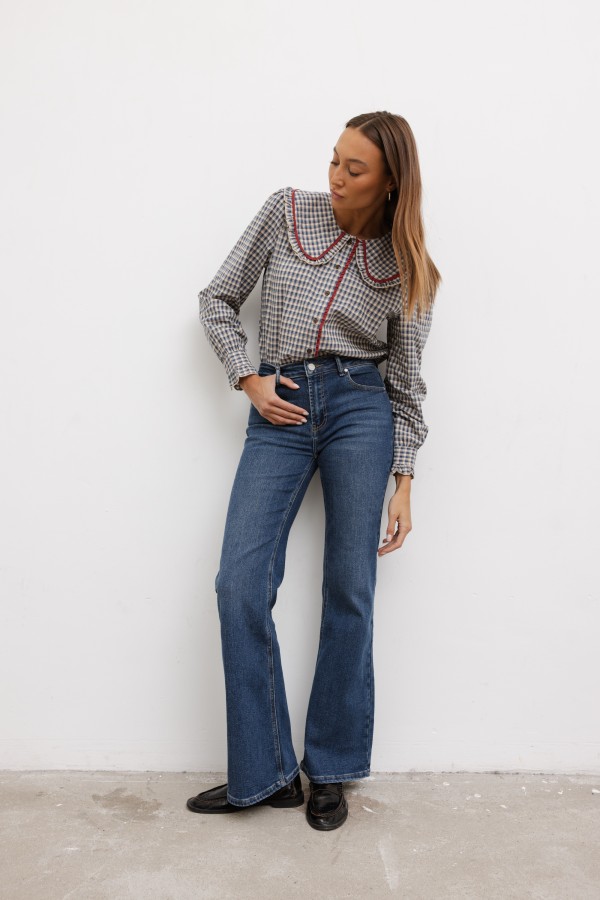 3663 Spodnie Jeansowe Flare Blue