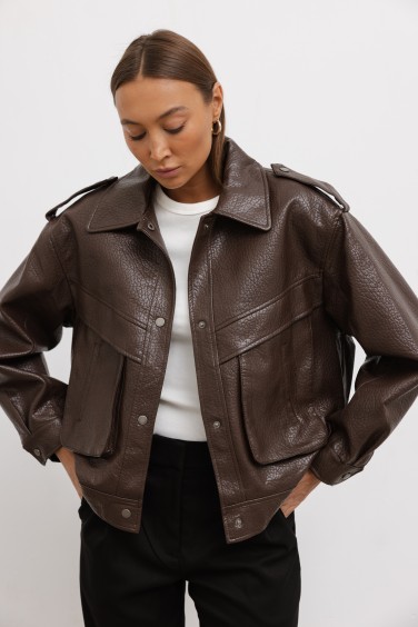 WH070 Eco-Leather Jacket Brown