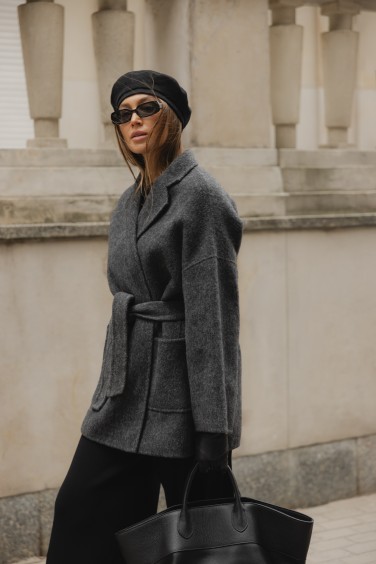 L2507 Płaszcz Wełniany Gray