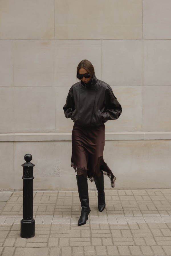 16162 Eco-Leather Jacket Coffee