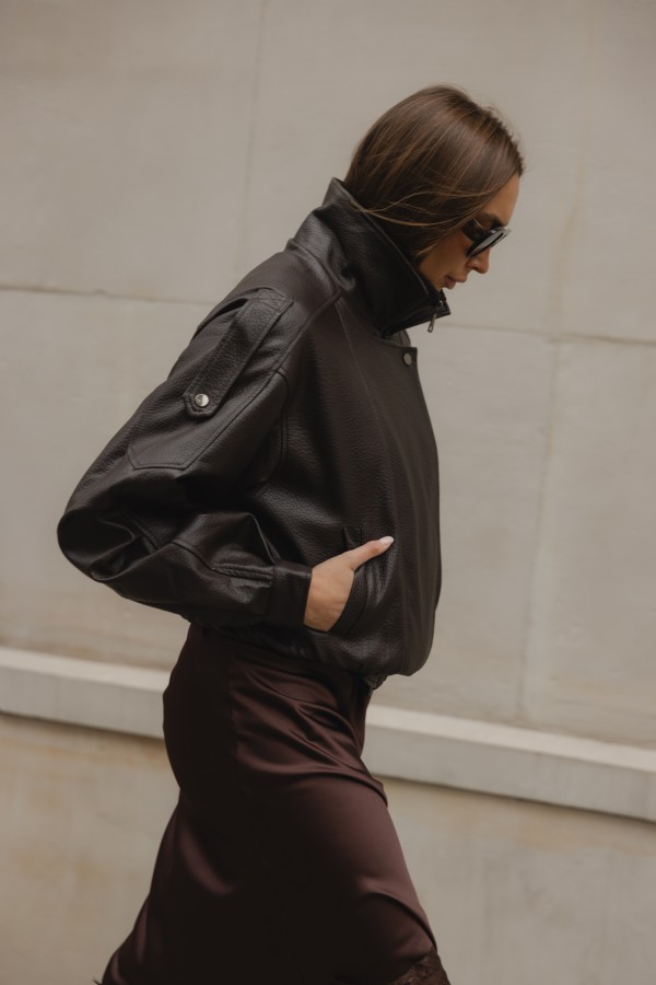 16162 Eco-Leather Jacket Coffee