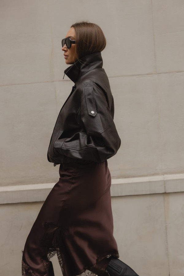 16162 Eco-Leather Jacket Coffee