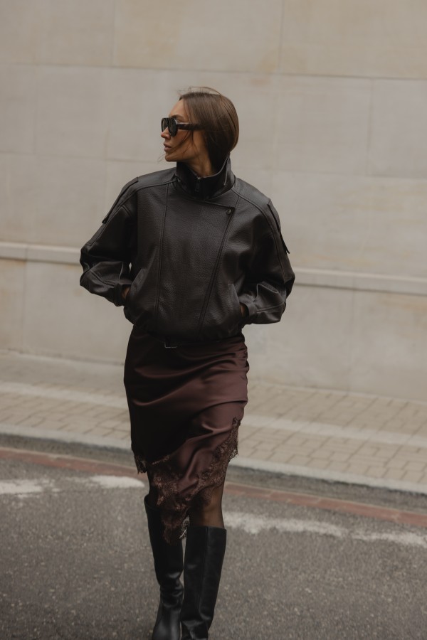 16162 Eco-Leather Jacket Coffee