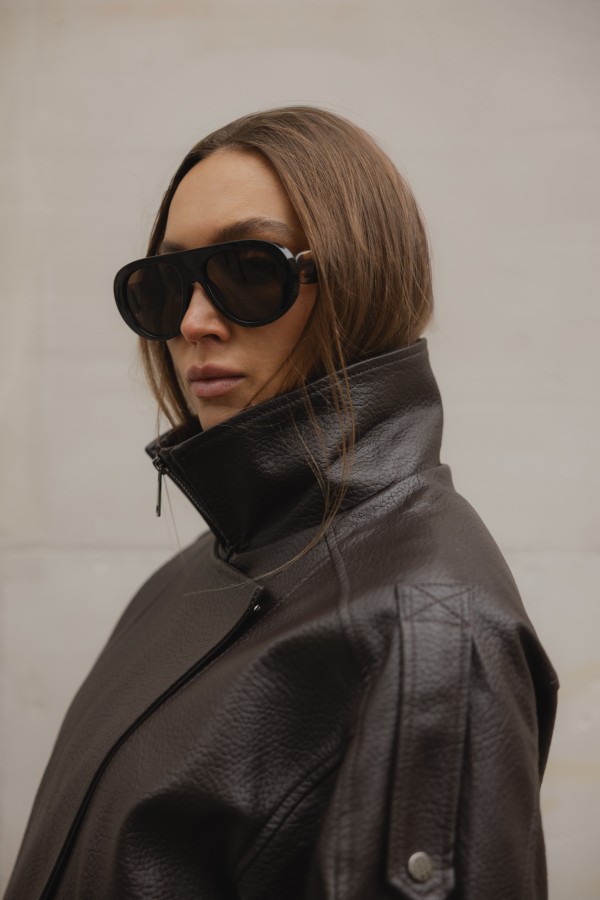 16162 Eco-Leather Jacket Coffee