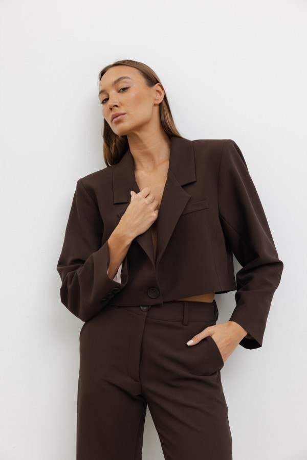 Bruno Cropped Blazer Brown