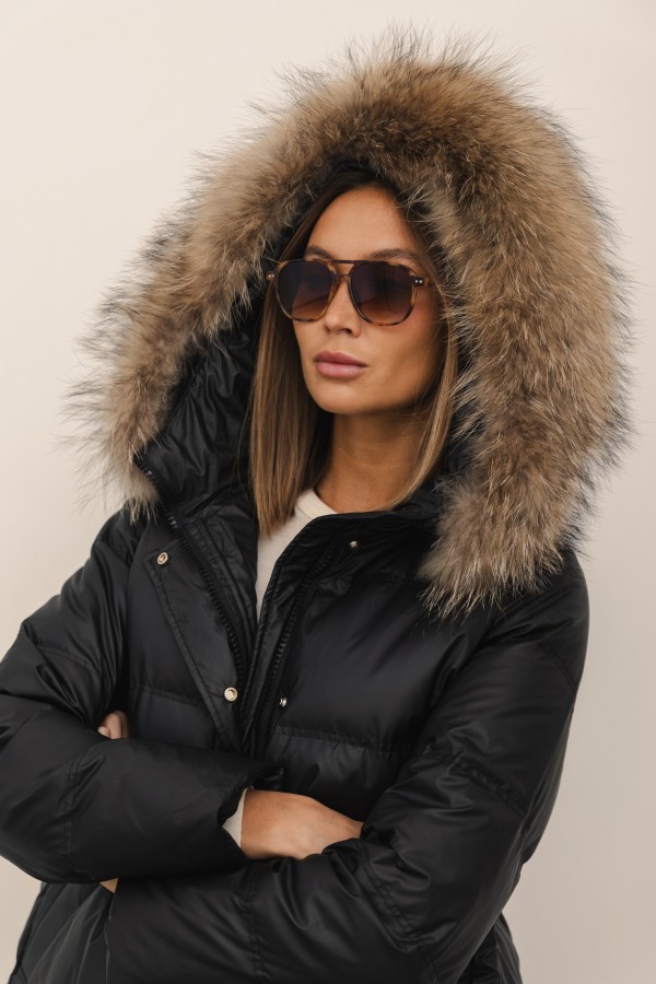 6539 Kurtka Puchowa Czarna
