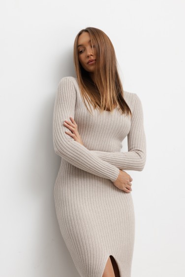 Kim Long Knit Dress Taupe