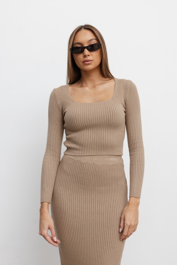 Angel Komplet Dzianinowy Camel