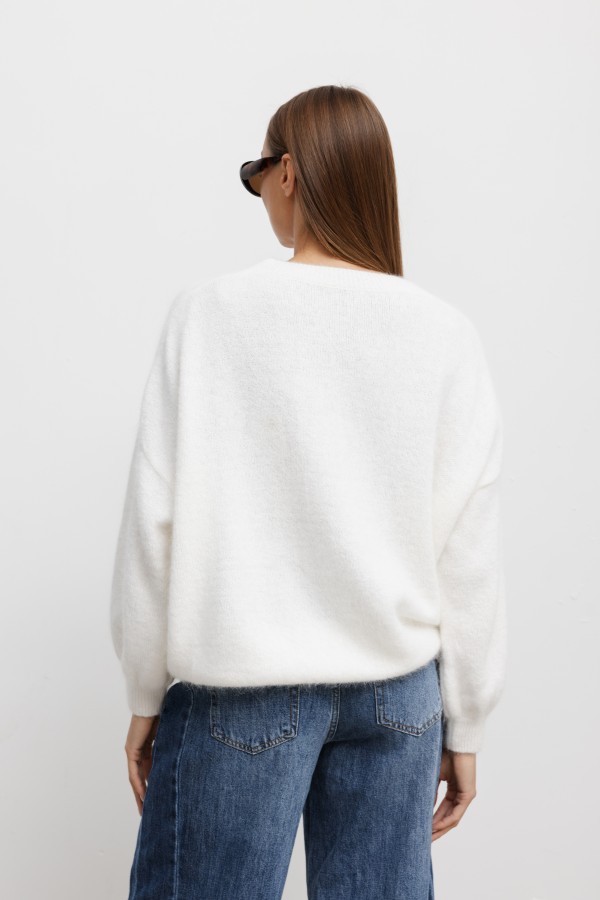 Damian Angora Sweater Ecru