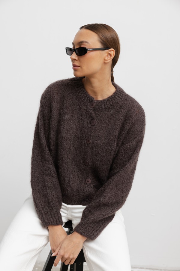 Eric Mohair Cardigan Coffee