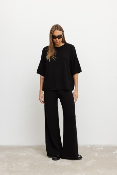 Milo Knit Trousers Black