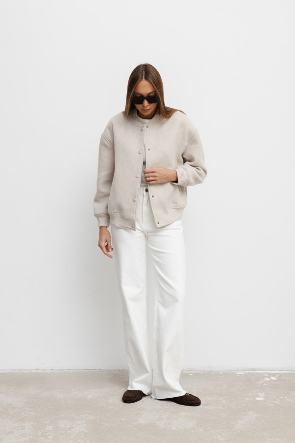 Nate Wool Bomber Jacket Cream