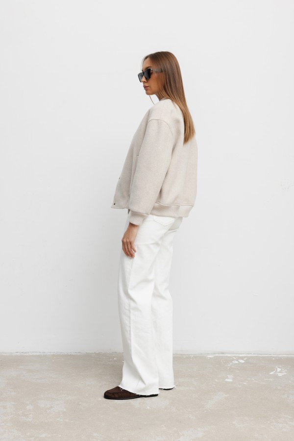 Nate Wool Bomber Jacket Cream