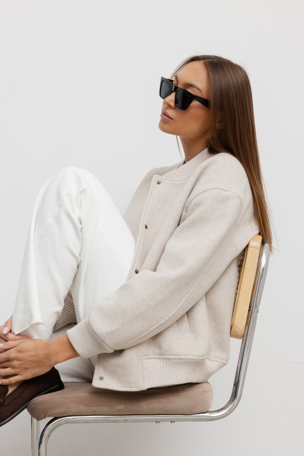 Nate Wool Bomber Jacket Cream