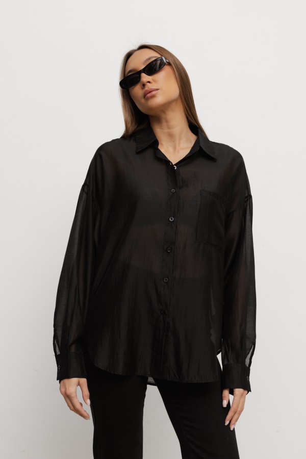 Stacy Koszula Jedwabna Czarna
