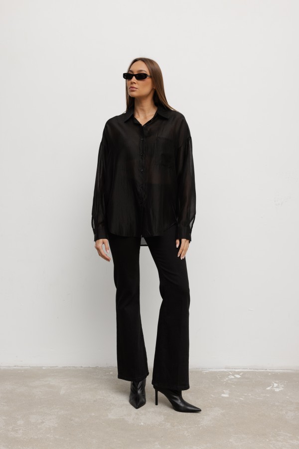Stacy Koszula Jedwabna Czarna