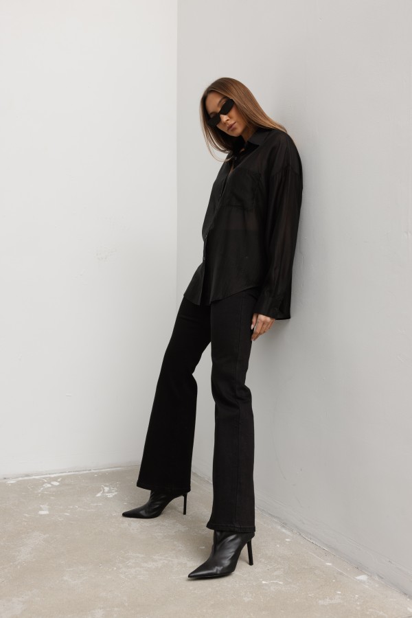 Stacy Koszula Jedwabna Czarna