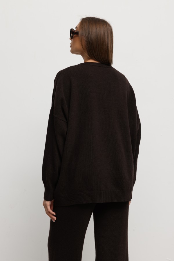 Maxim Wide-Leg Knit Trousers Coffee