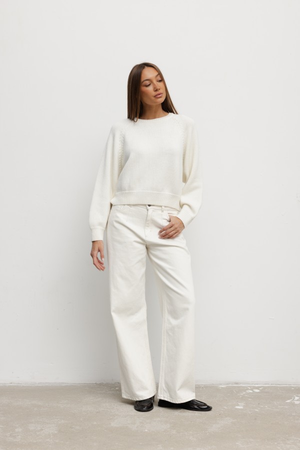 Rick Merino Wool Sweater Ecru
