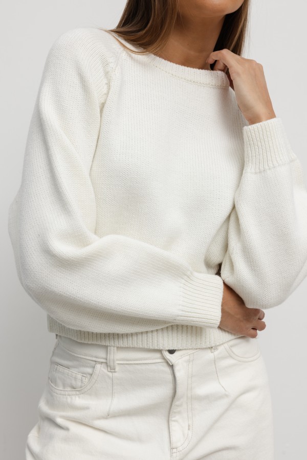 Rick Merino Wool Sweater Ecru